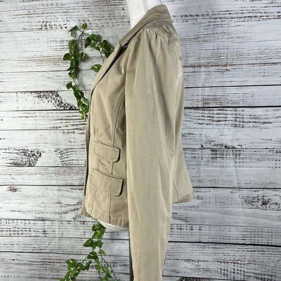 Allen Schwartz ABS Jacket sz Small Gold Sparkle Linen Fringe Boho Wedding Career - Picture 13 of 16